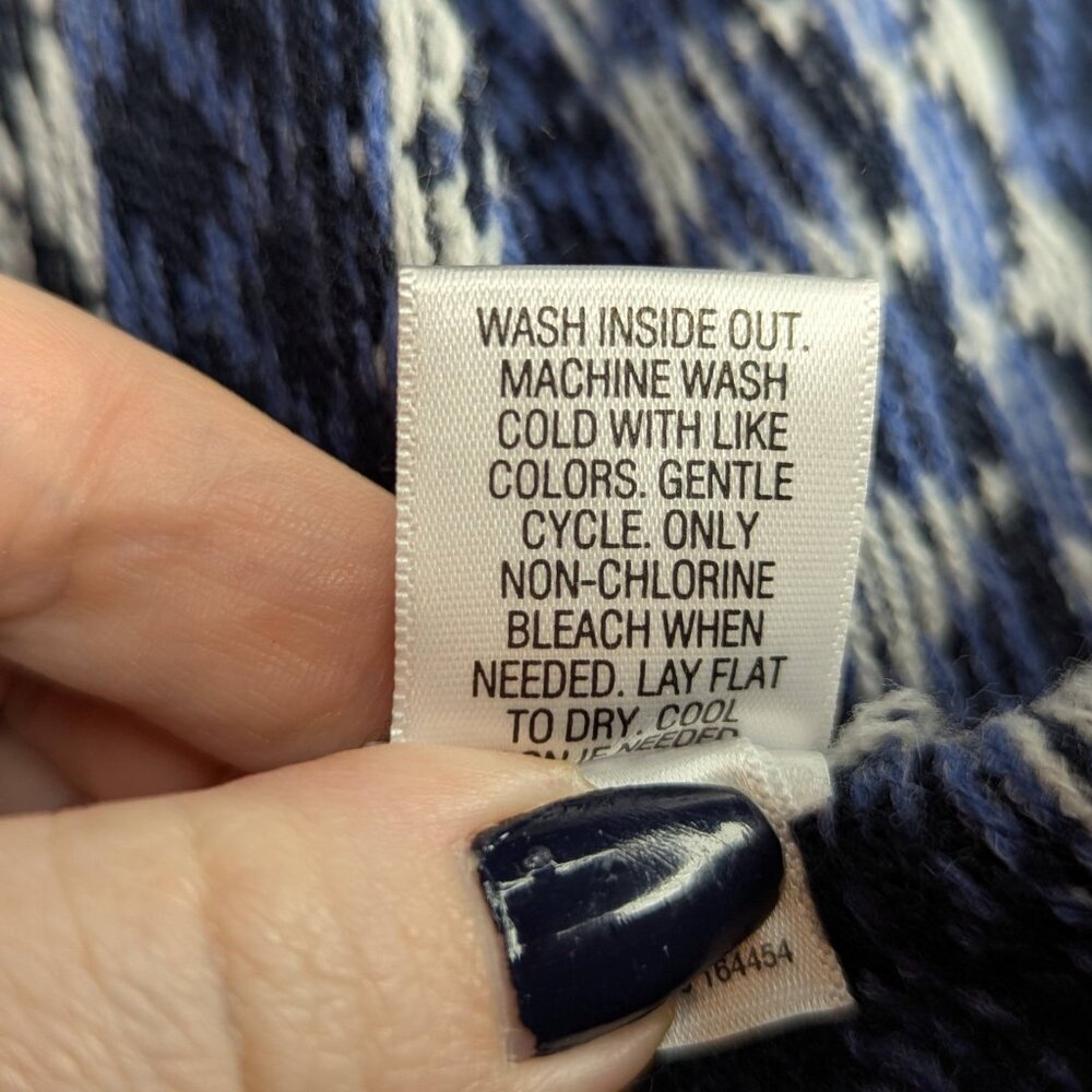 Croft & Barrow Chic Blue and White Knit Open Front Cardigan Petite Medium - Picture 4 of 11